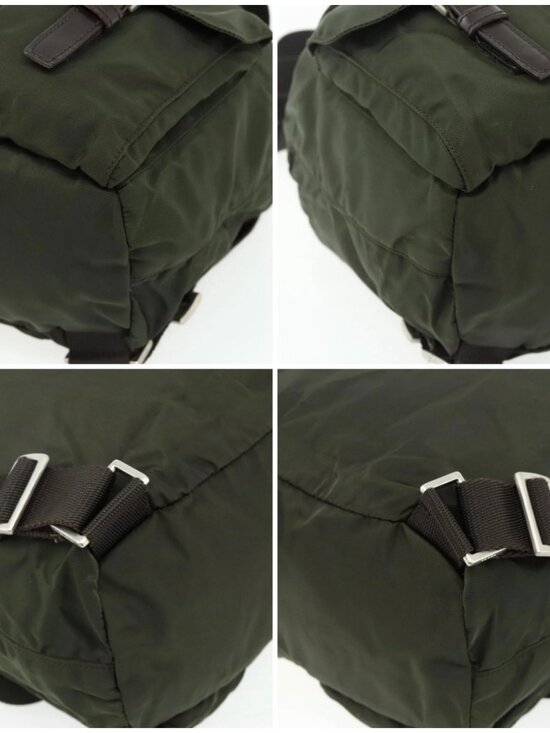 PRADA Backpack Nylon Khaki Silver Auth bs34477 main image 14